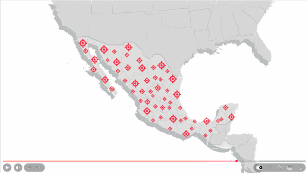 Mapa de cobertura de BIGBANG Uniformes en México
